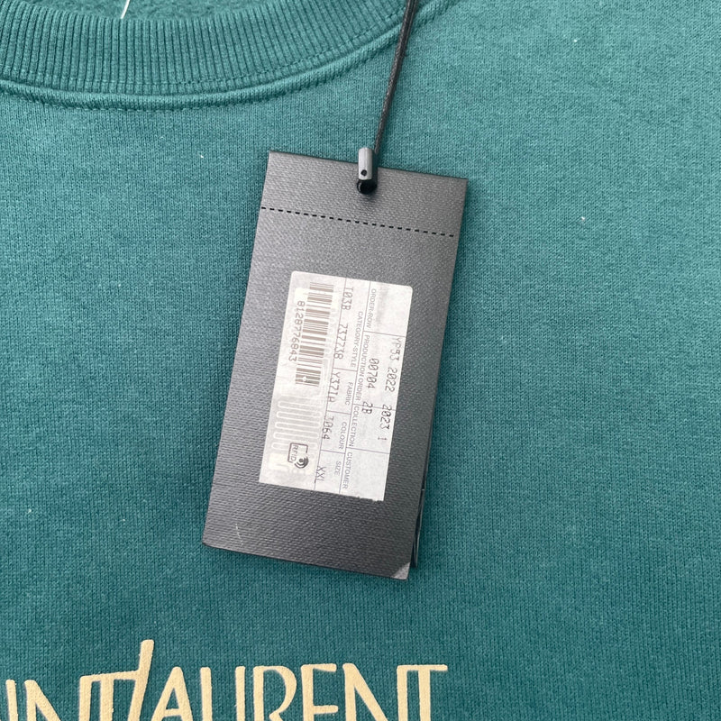 Men's Logo Print Sweatshirt Green Size XXL