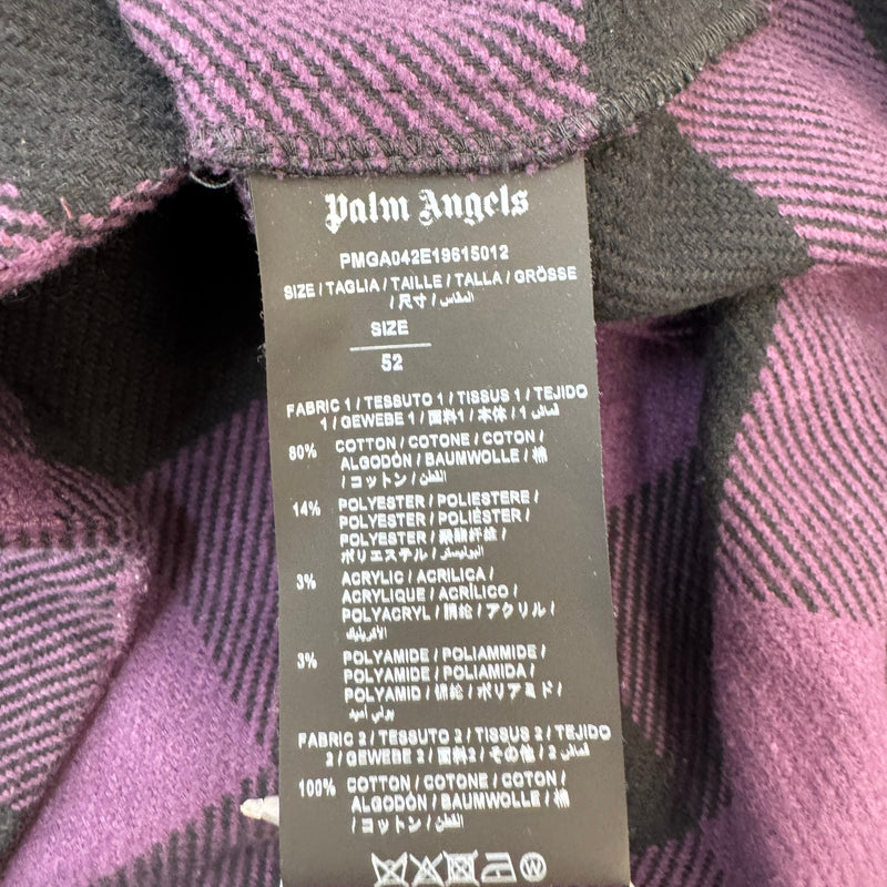 Men's Logo Print Buffalo Check Flannel OverShirt Purple Size XL