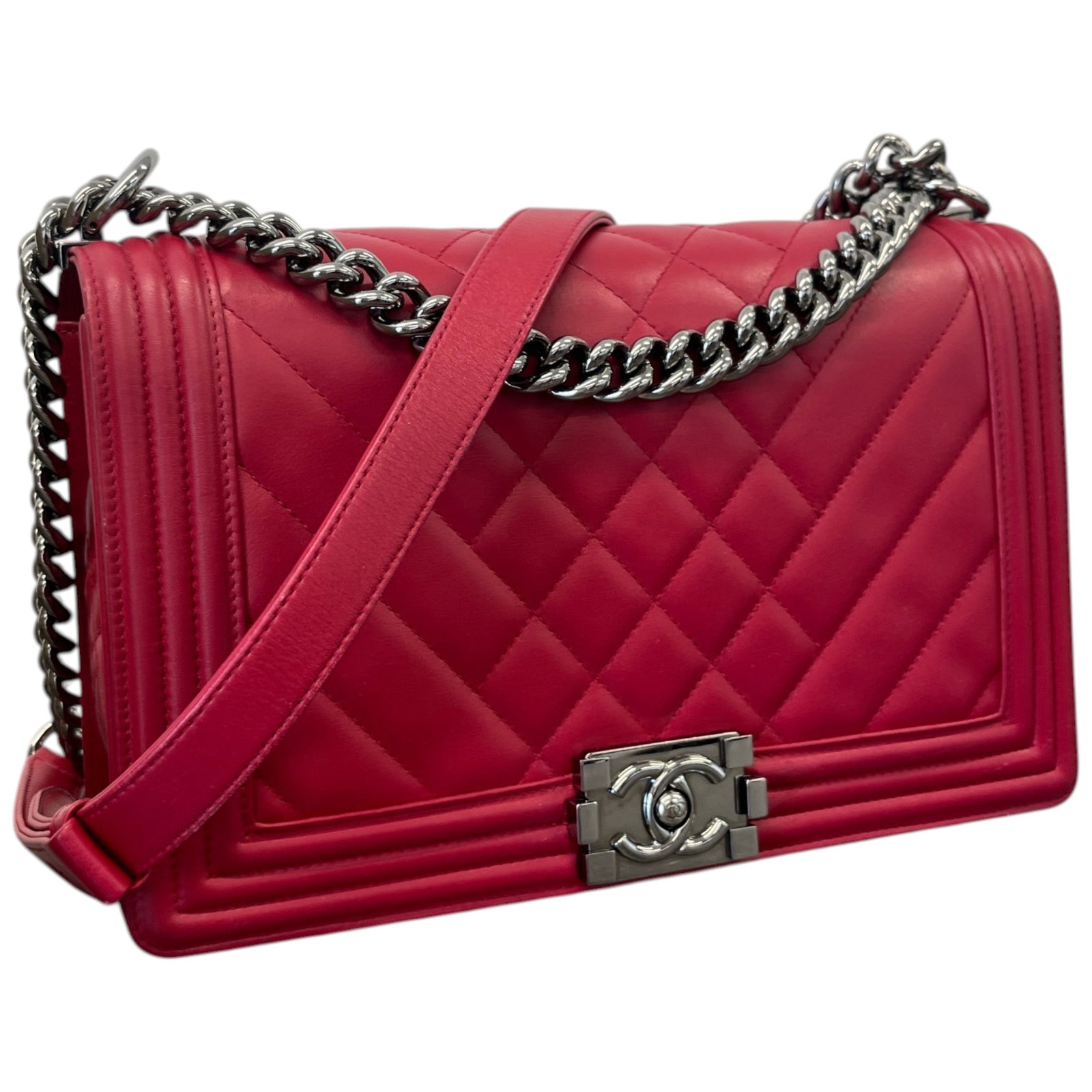 Women's Large Leboy Lambskin Bag Pink - Photo 4