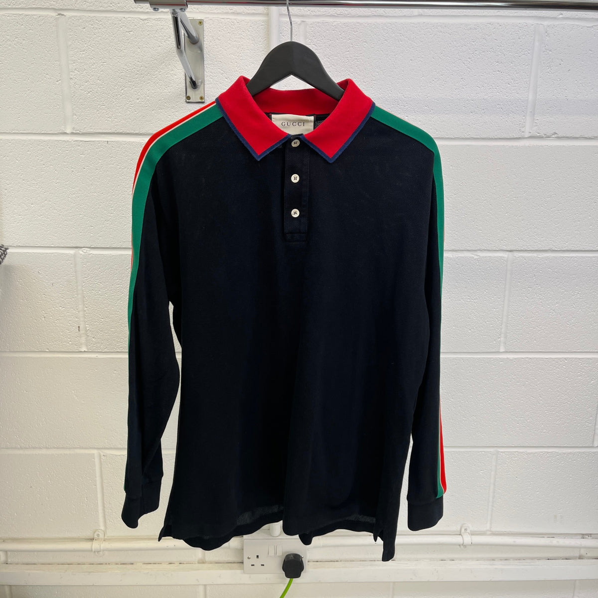 Men's Tape Logo Polo Shirt Black Size XXL - Photo 6