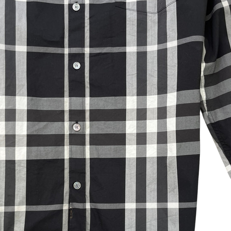 Men's Checkered Long Sleeve Shirt Black Size L