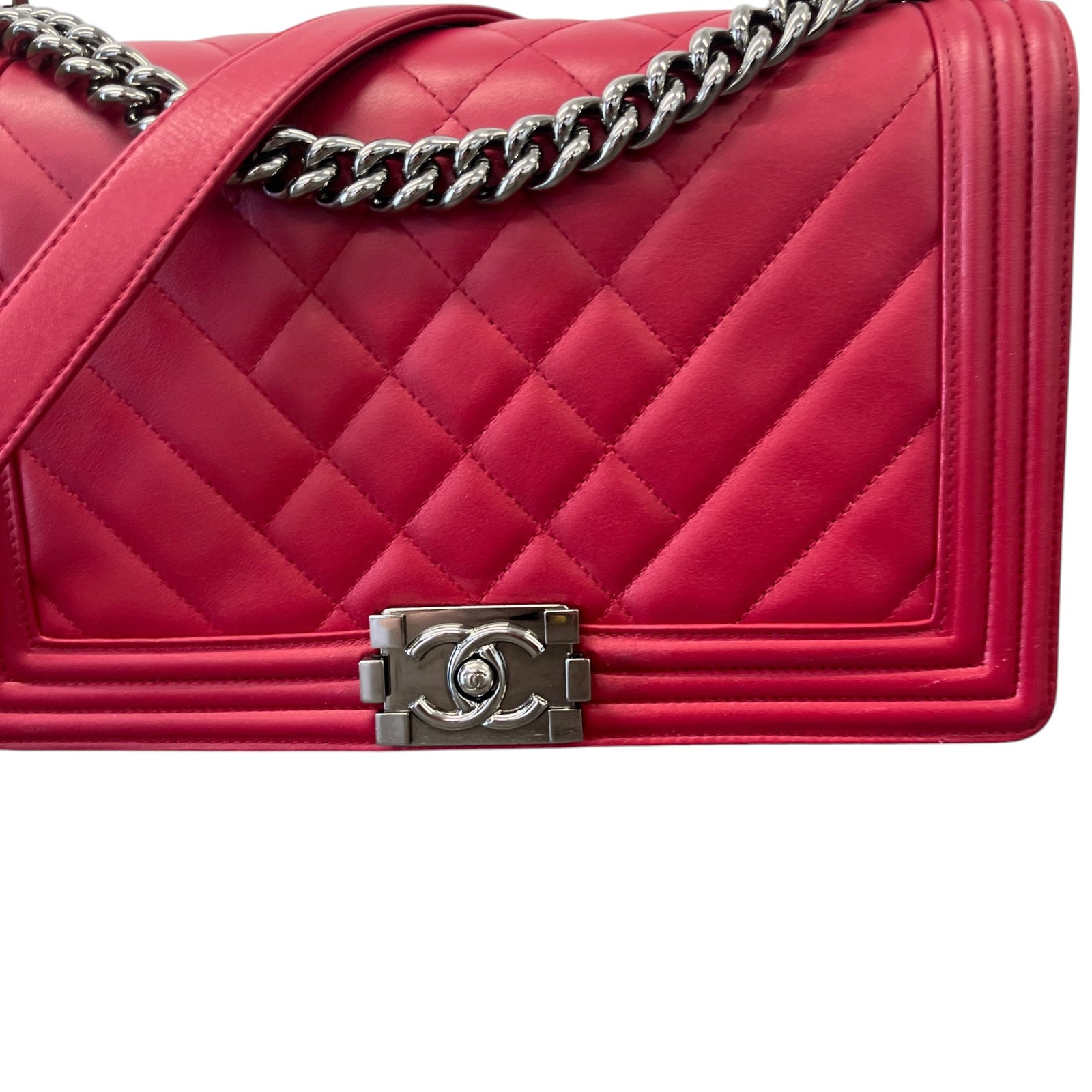Women's Large Leboy Lambskin Bag Pink - Photo 11