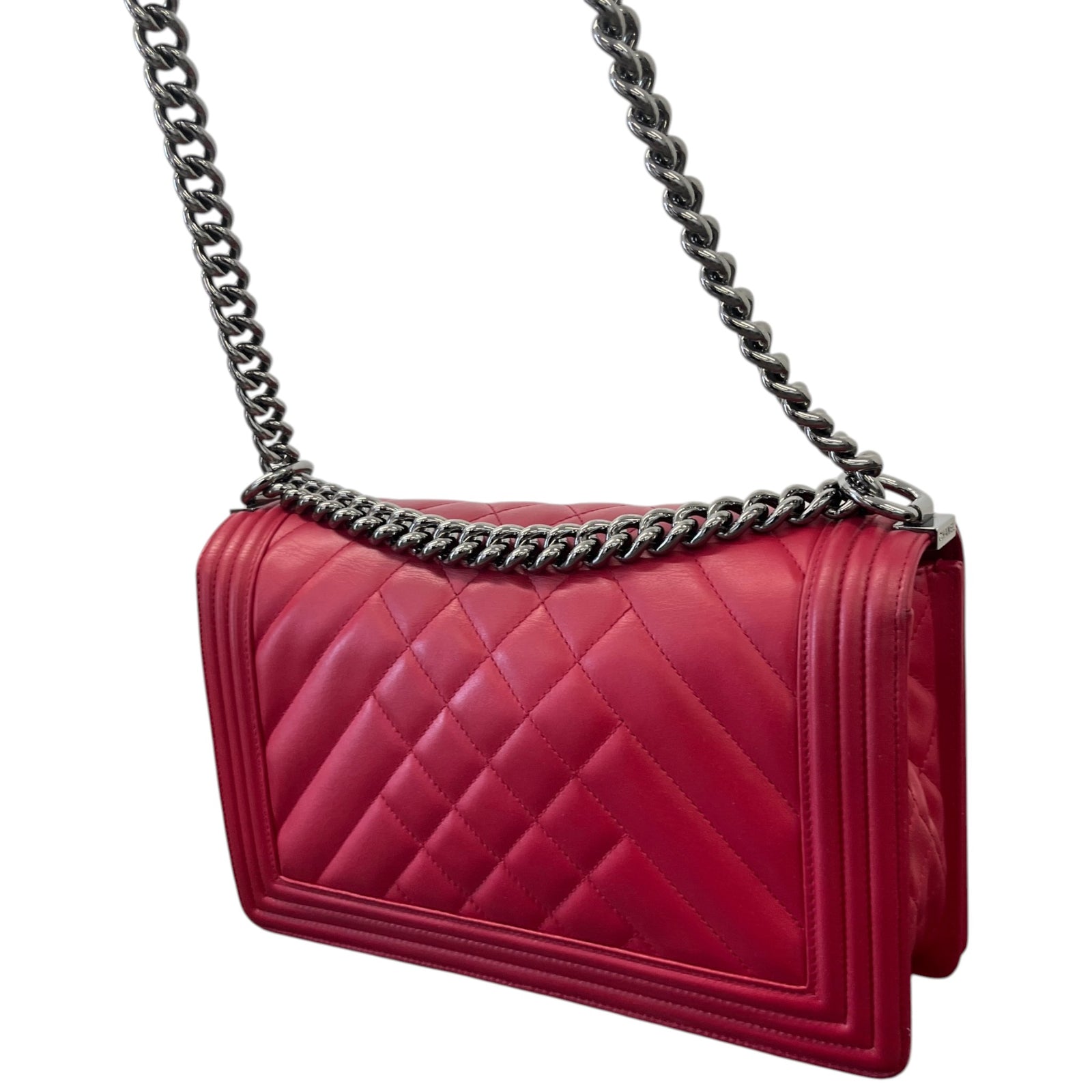 Women's Large Leboy Lambskin Bag Pink - Photo 8