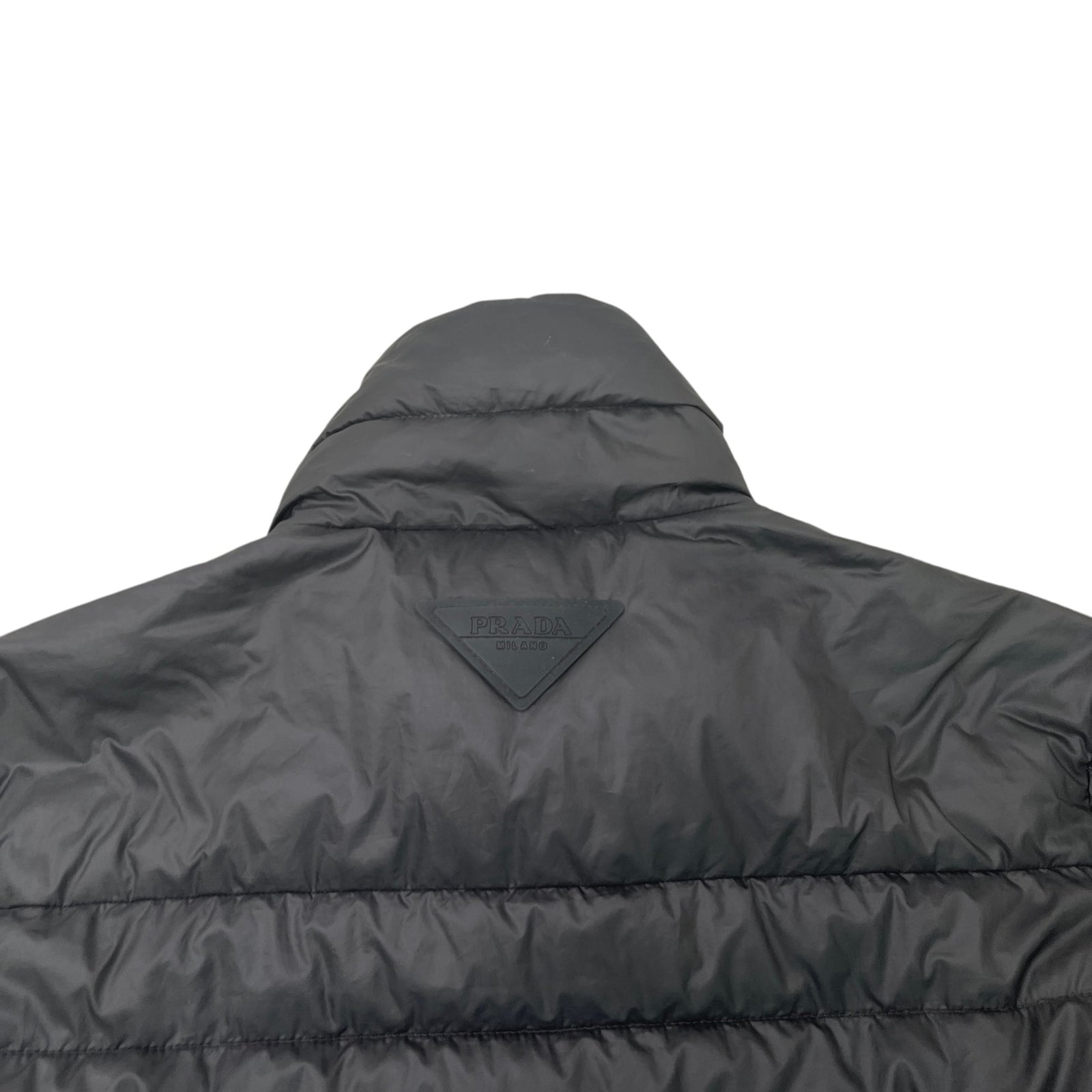 Men's Triangle Logo Nylon Down Jacket Black Size M - Photo 6