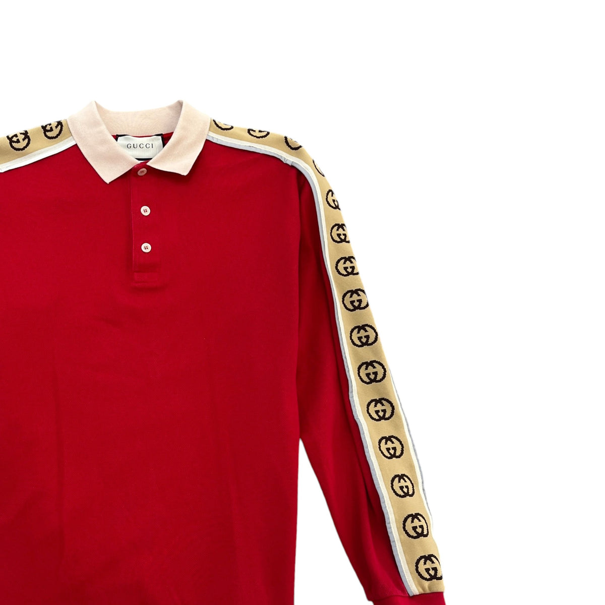 Men's Tape Logo Polo Shirt Red Size L - Photo 3