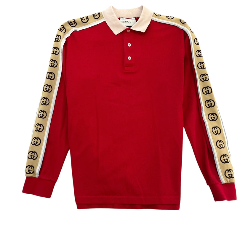 Men's Tape Logo Polo Shirt Red Size L