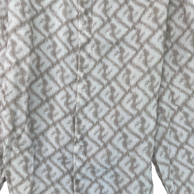 Men's FF Monogram Print Long Sleeve Shirt Beige Size M