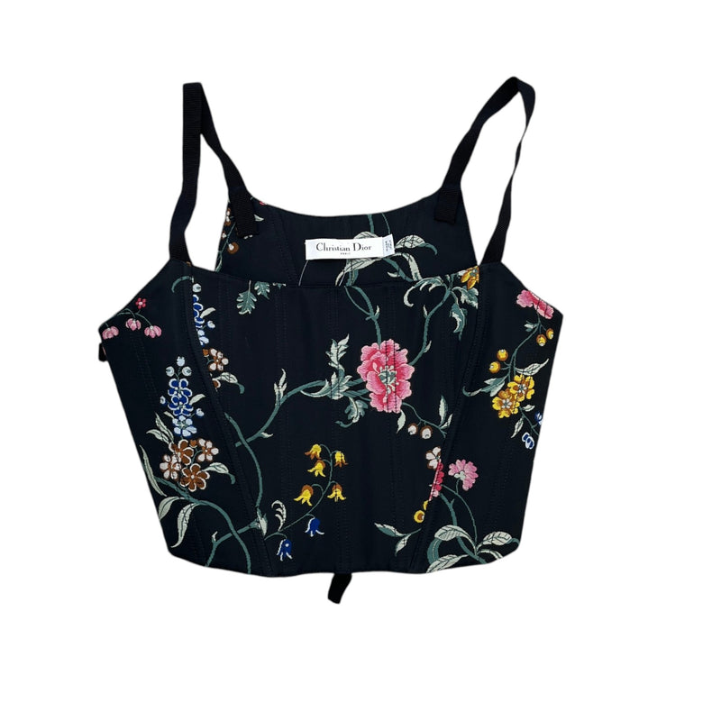 Women's Floral Bodice Cropped Vest Black Size L / UK 12