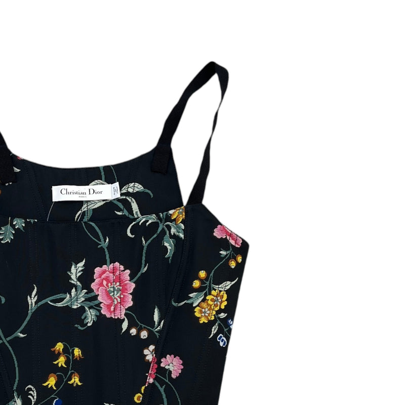 Women's Floral Bodice Cropped Vest Black Size L / UK 12