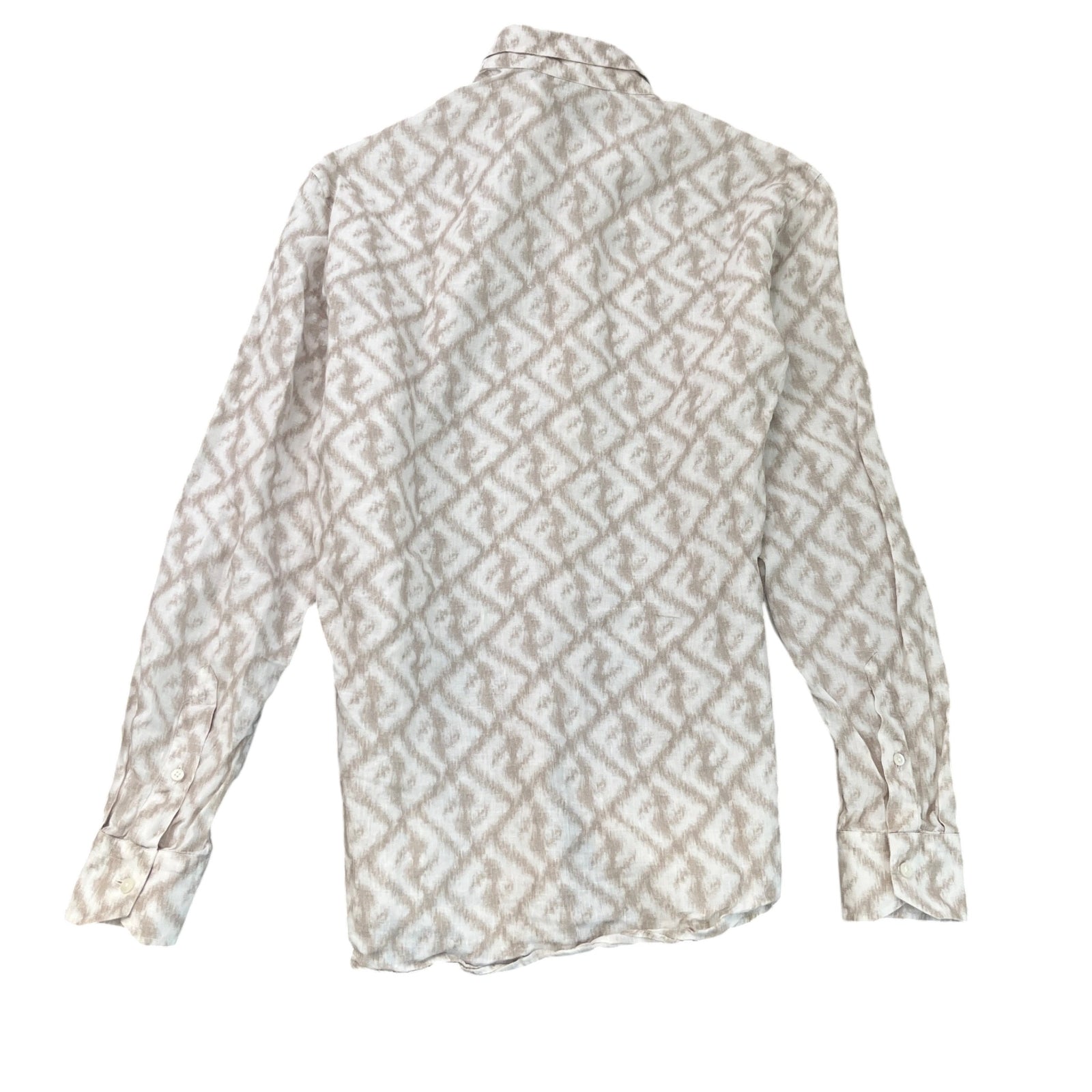 Men's FF Monogram Print Long Sleeve Shirt Beige Size M - Photo 2