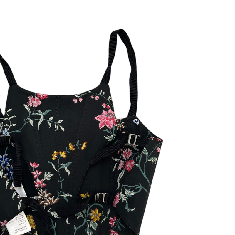 Women's Floral Bodice Cropped Vest Black Size L / UK 12