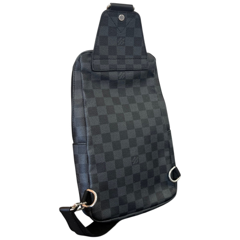 Men's Damier Graphite World Map Avenue Sling Belt Bag Black