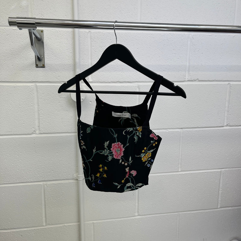 Women's Floral Bodice Cropped Vest Black Size L / UK 12
