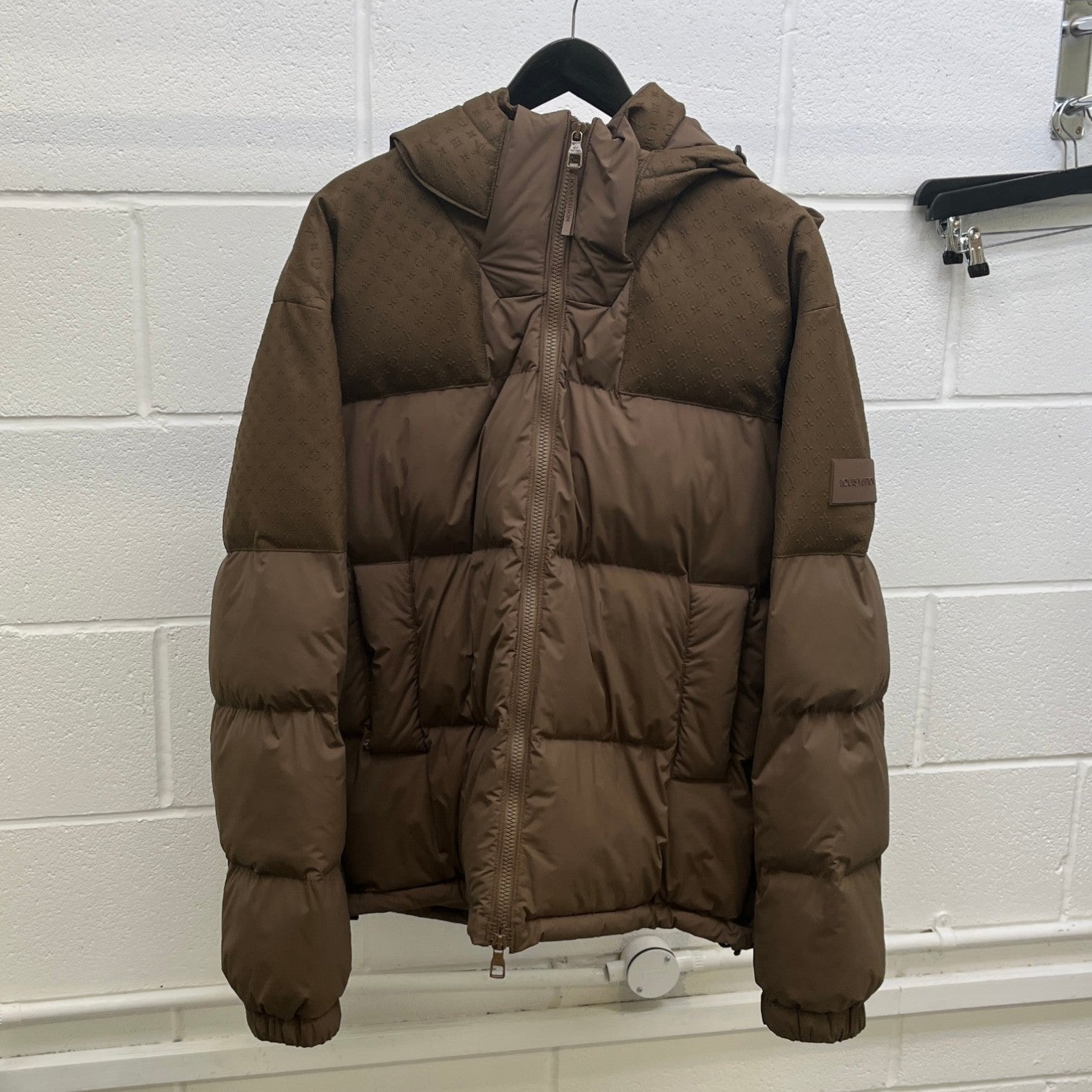 Men's Placed Monogram Ecodown Down Jacket Khaki Size IT 50 / L - Photo 9