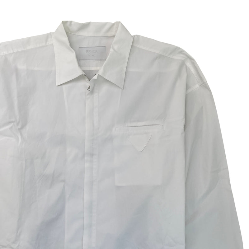 Men's Zip Up Long Sleeve Shirt White Size XL