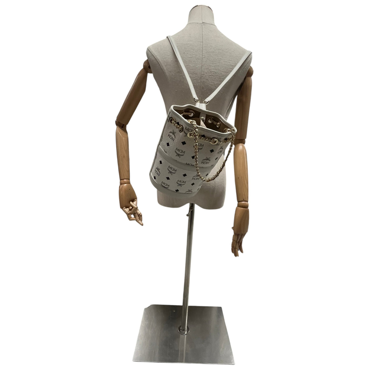 Women's Mini Aren Chain Backpack White - Photo 2