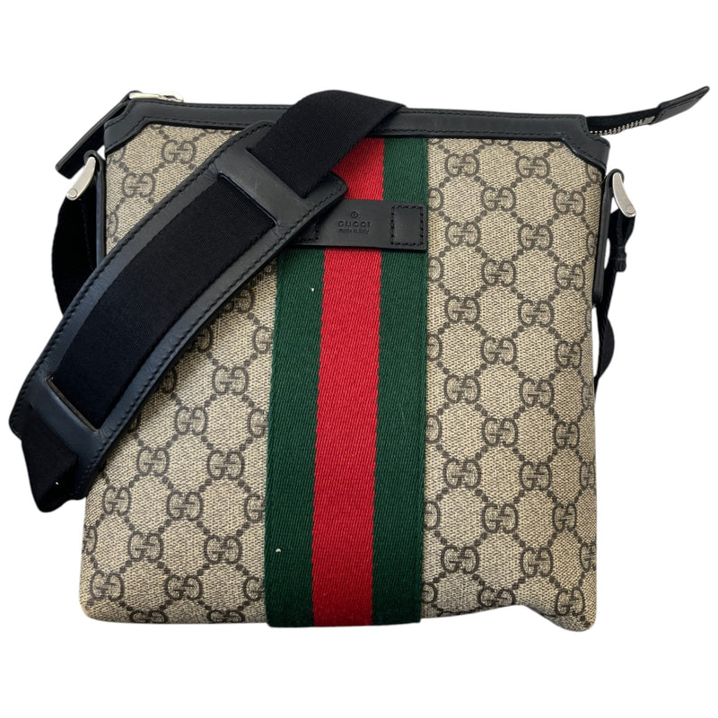 Men's GG Supreme Web Stripe Messenger Bag Beige