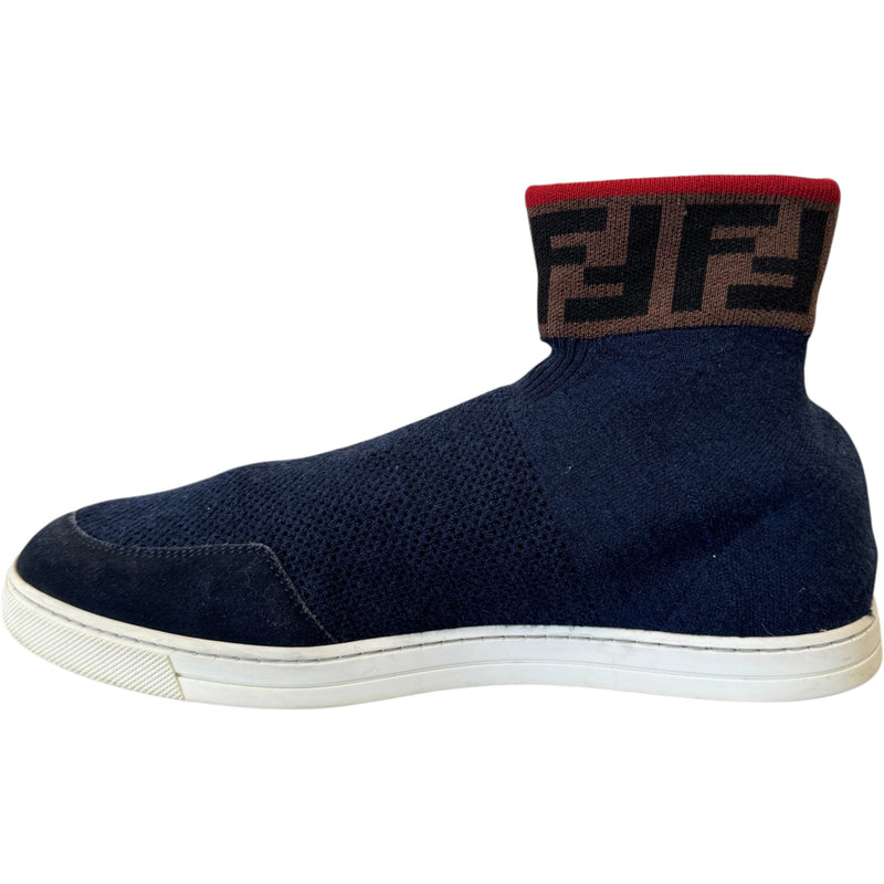 Women's FF Sock Knit High Trainers Navy Size UK 7 / EU 40