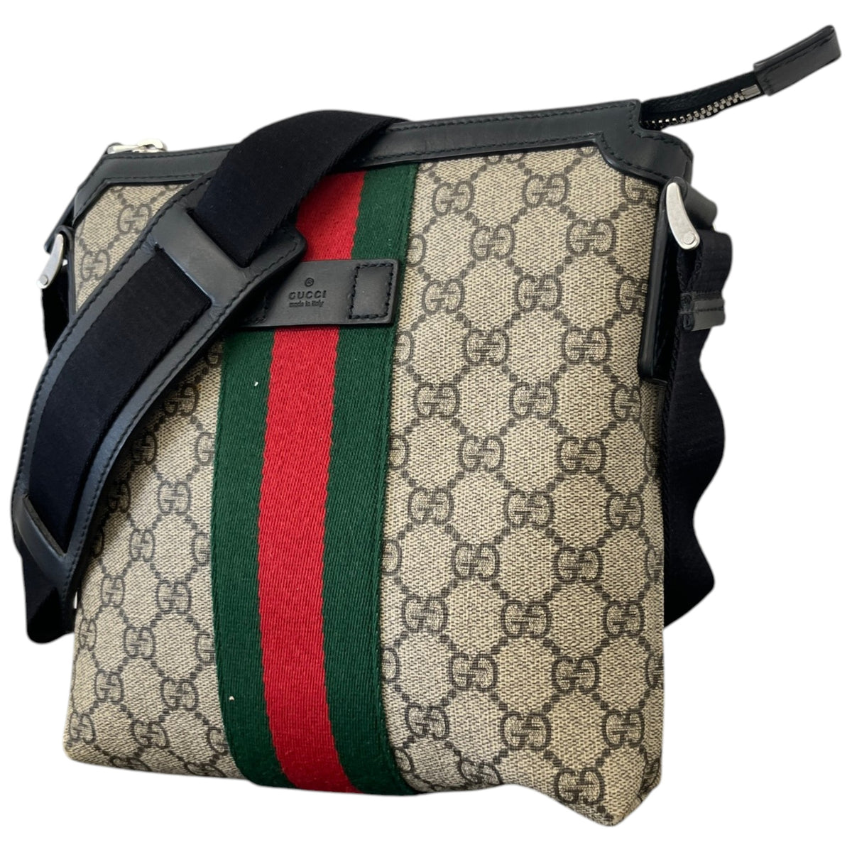 Men's GG Supreme Web Stripe Messenger Bag Beige - Photo 5