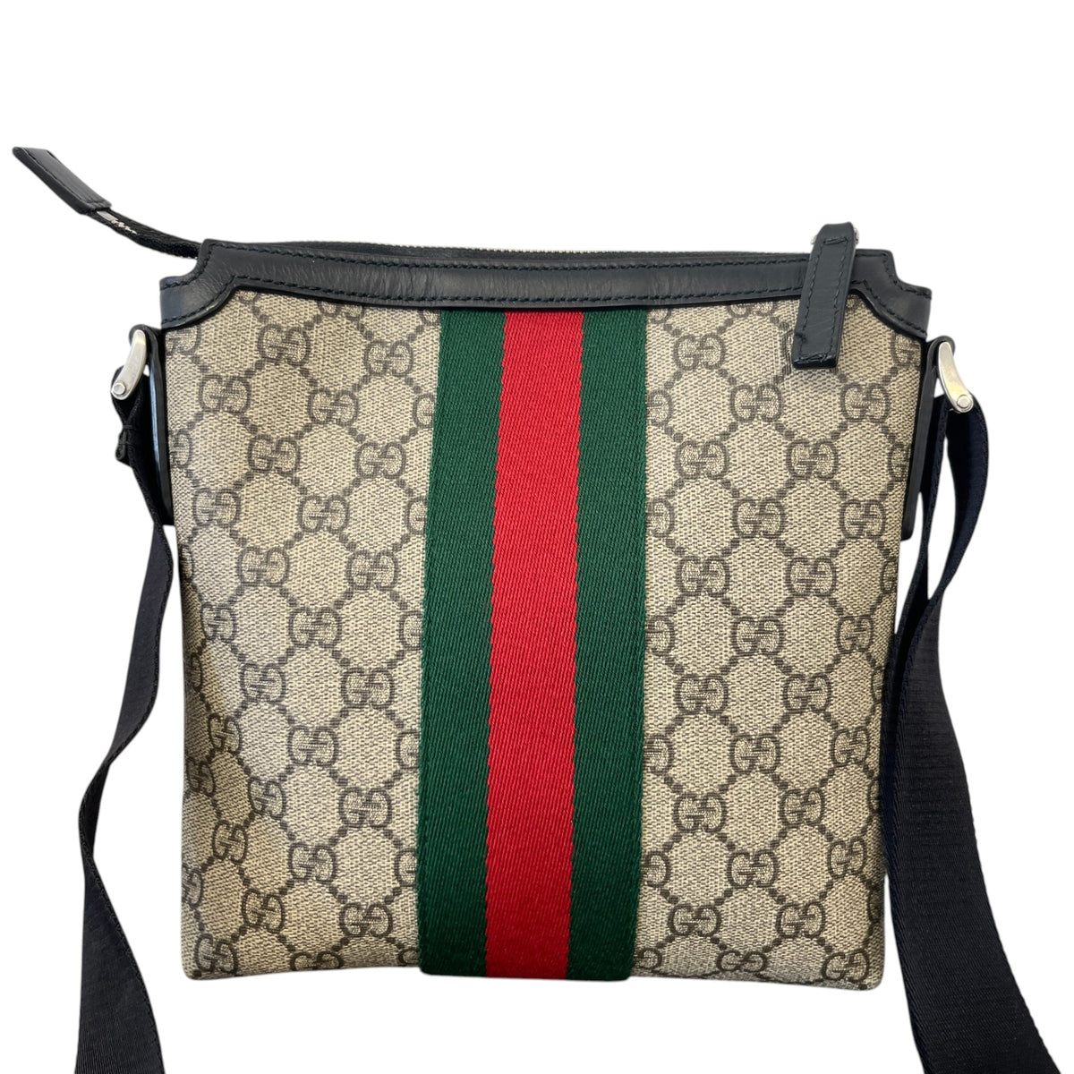 Men's GG Supreme Web Stripe Messenger Bag Beige - Photo 3