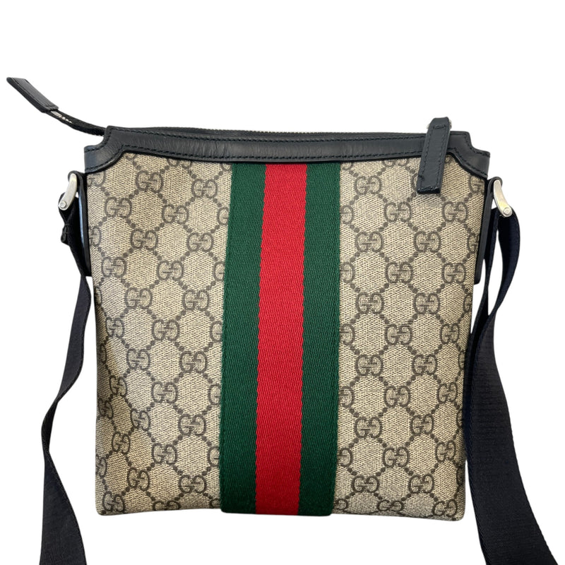 Men's GG Supreme Web Stripe Messenger Bag Beige