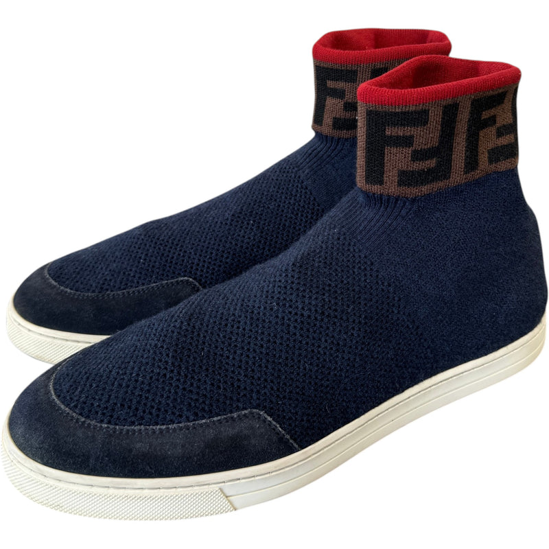 Women's FF Sock Knit High Trainers Navy Size UK 7 / EU 40