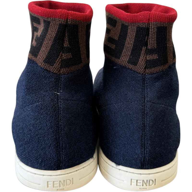 Women's FF Sock Knit High Trainers Navy Size UK 7 / EU 40
