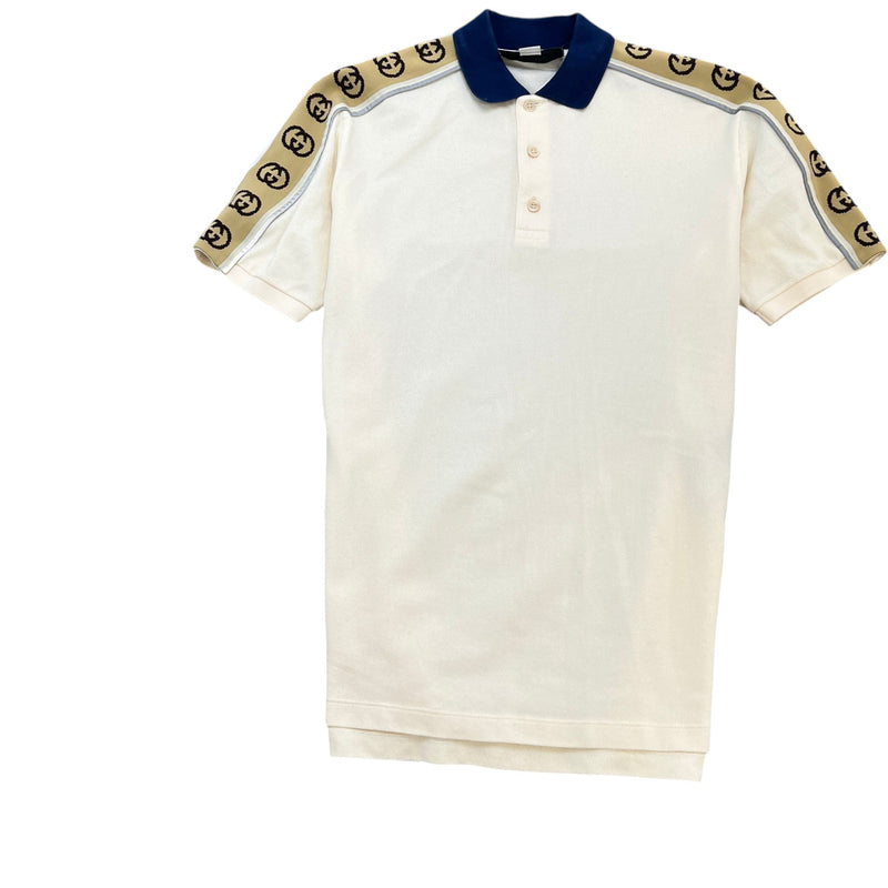 Men's Tape Logo Polo Shirt Cream Size L