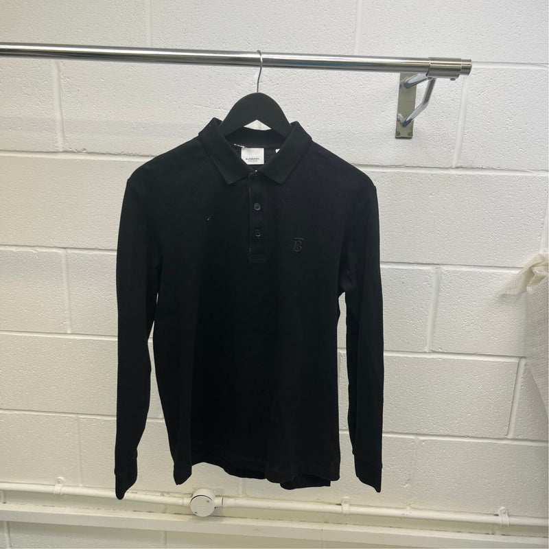 Men's Embroidered Logo Polo Shirt Black Size M
