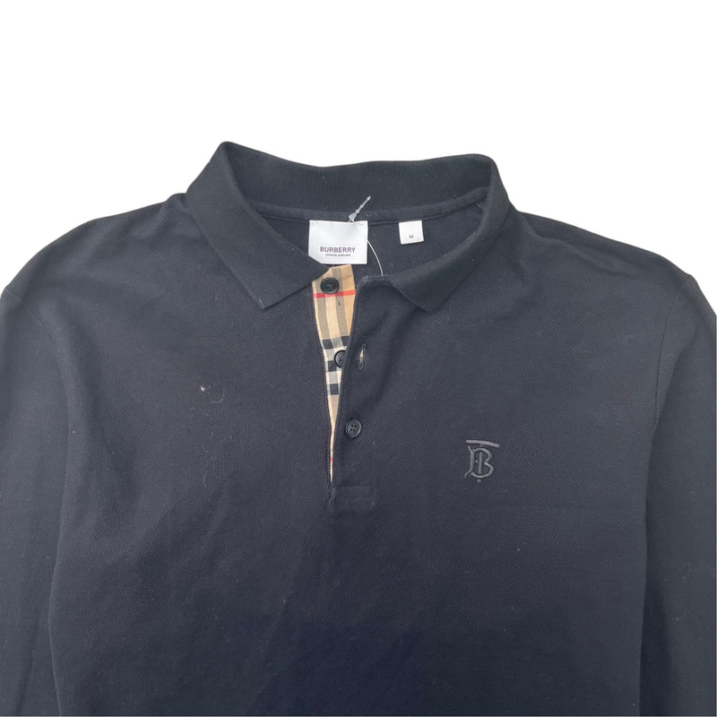 Men's Embroidered Logo Polo Shirt Black Size M