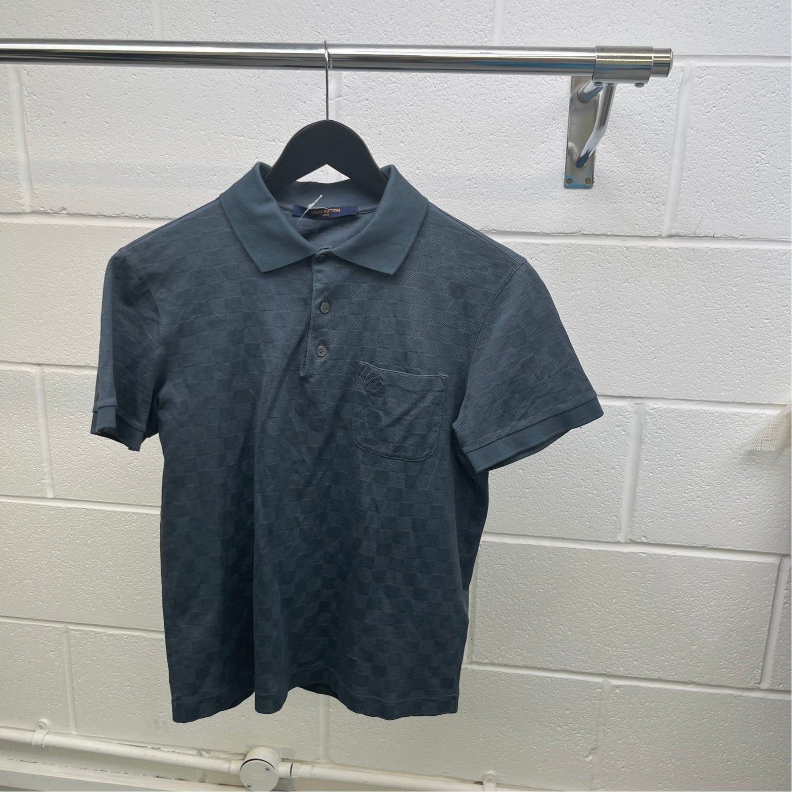 Men's Damier Polo Shirt Navy Size XS - Photo 8
