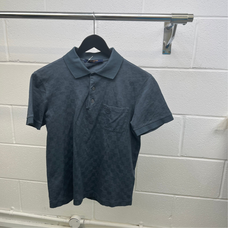 Men's Damier Polo Shirt Navy Size XS
