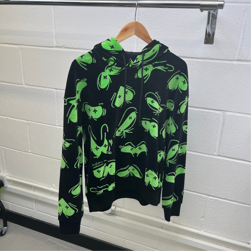 Men's Abstract Eyes Hoodie Black Size M