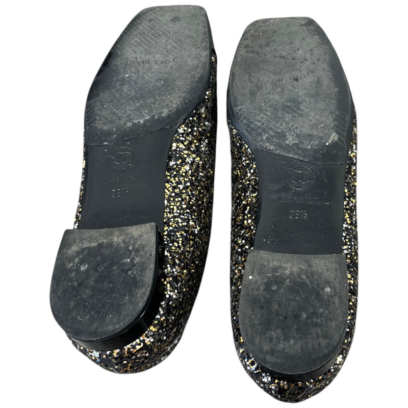 Women's Glitter Cap Toe Mules Black Size EU 38.5 / UK 5.5