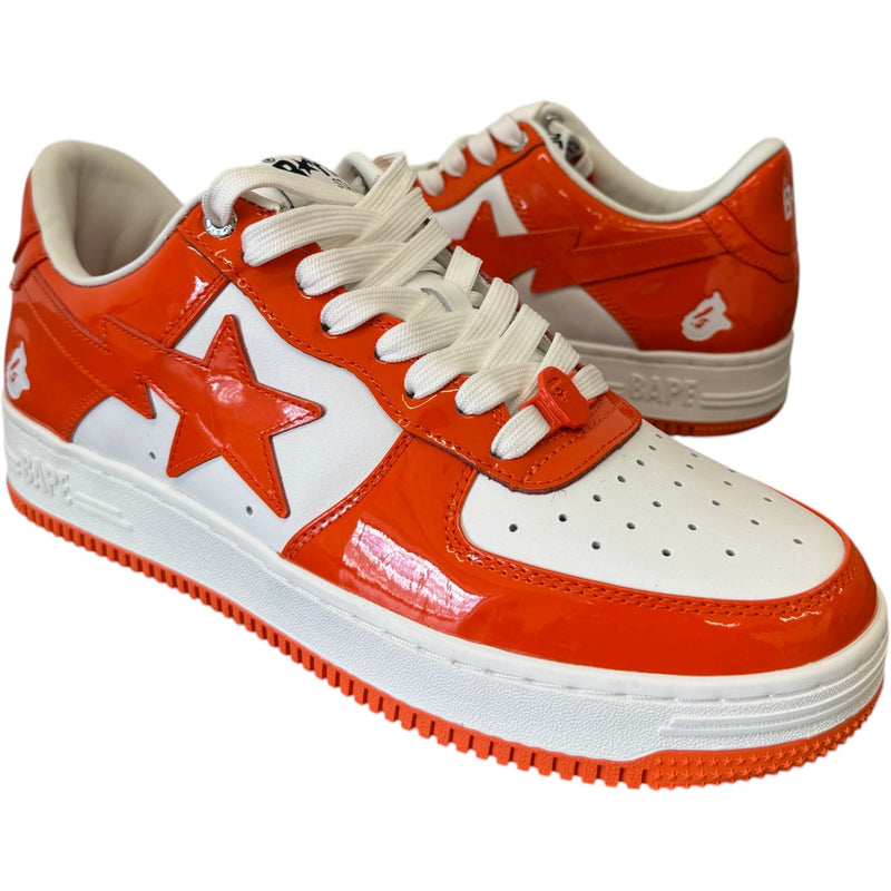 Men's Bape Sta Leather Patent Low Trainers Orange Size UK 10 / EU 44
