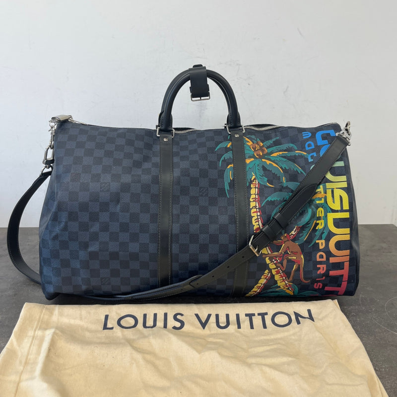 Men's Damier Cobalt Jungle Keepall Bandouliere 55 Bag Navy