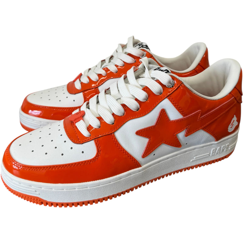Men's Bape Sta Leather Patent Low Trainers Orange Size UK 10 / EU 44