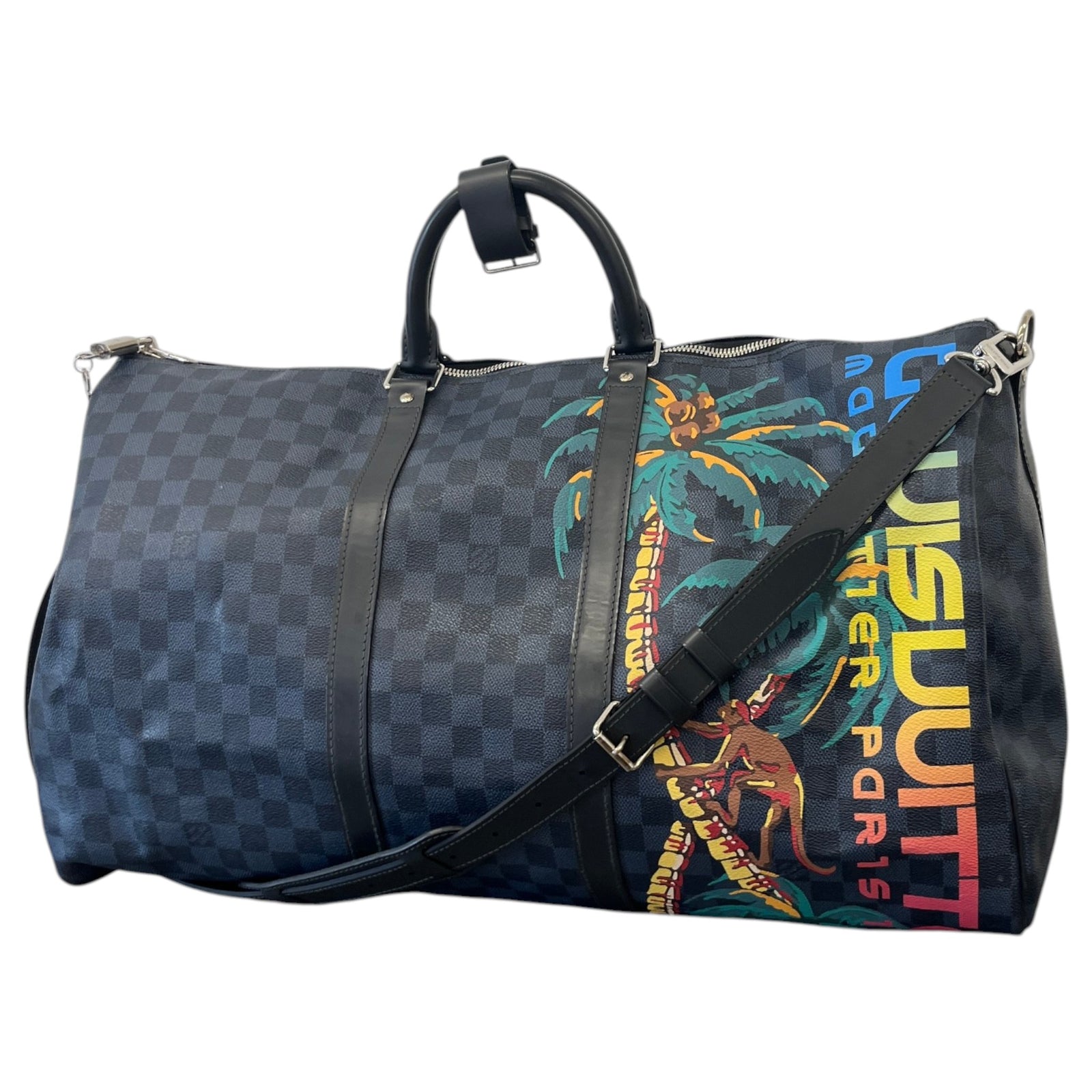 Men's Damier Cobalt Jungle Keepall Bandouliere 55 Bag Navy - Photo 5