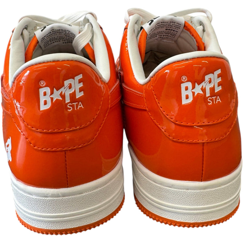 Men's Bape Sta Leather Patent Low Trainers Orange Size UK 10 / EU 44