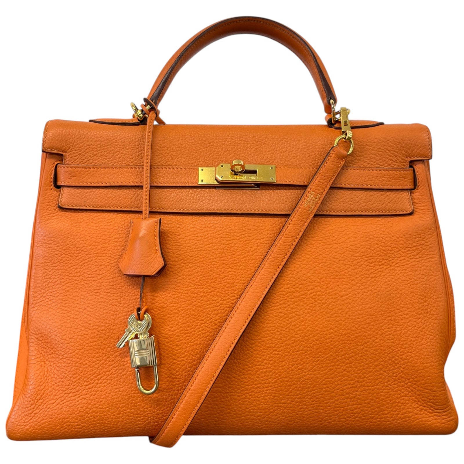 Women's Kelly 35 Retourne Clemence Bag Orange - Photo 1