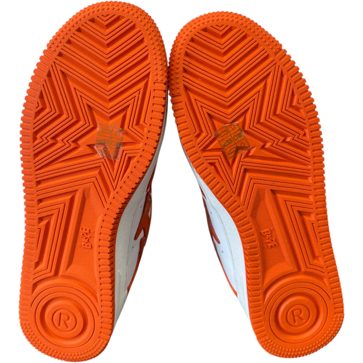 Men's Bape Sta Leather Patent Low Trainers Orange Size UK 10 / EU 44 - Photo 10