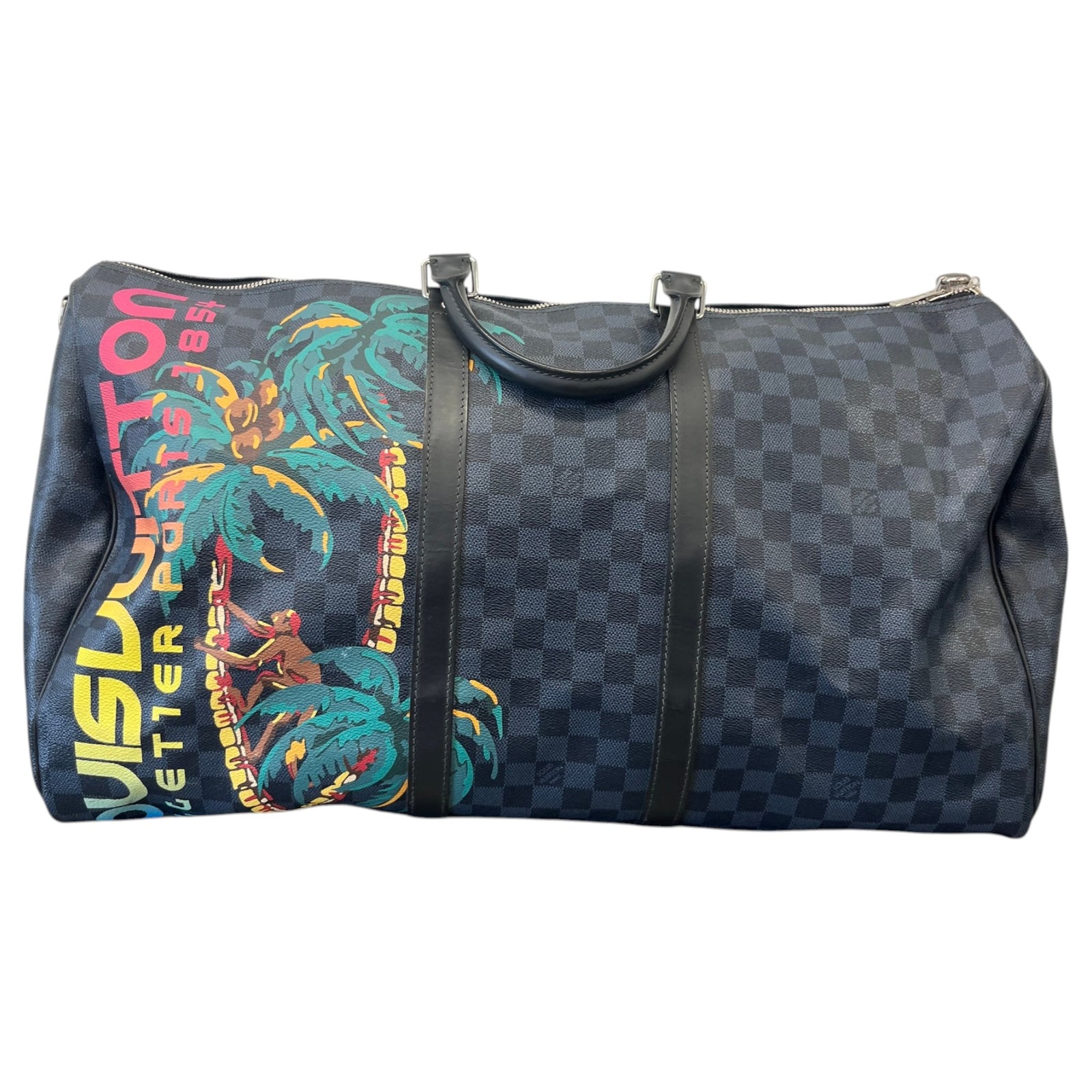 Men's Damier Cobalt Jungle Keepall Bandouliere 55 Bag Navy - Photo 3