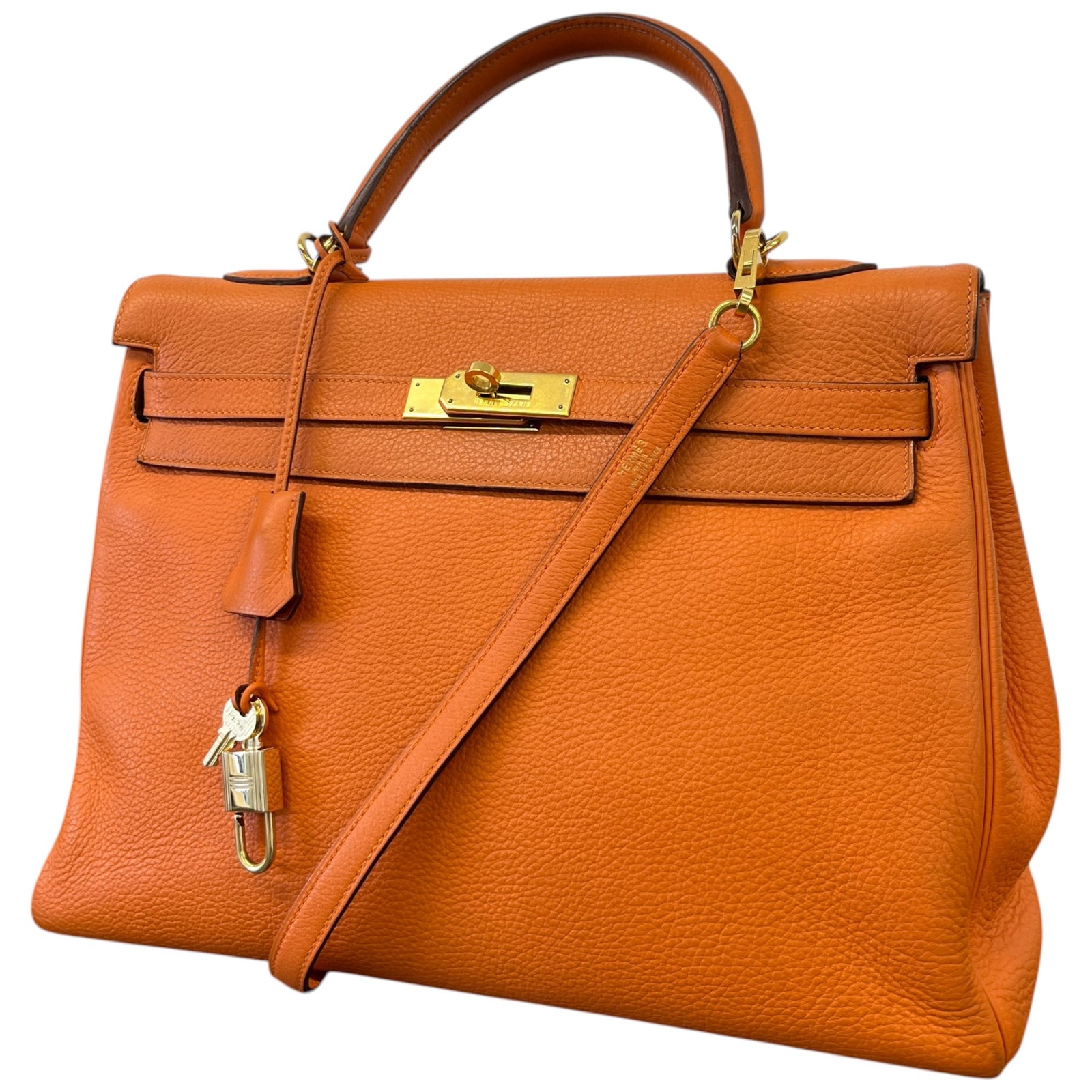 Women's Kelly 35 Retourne Clemence Bag Orange - Photo 5
