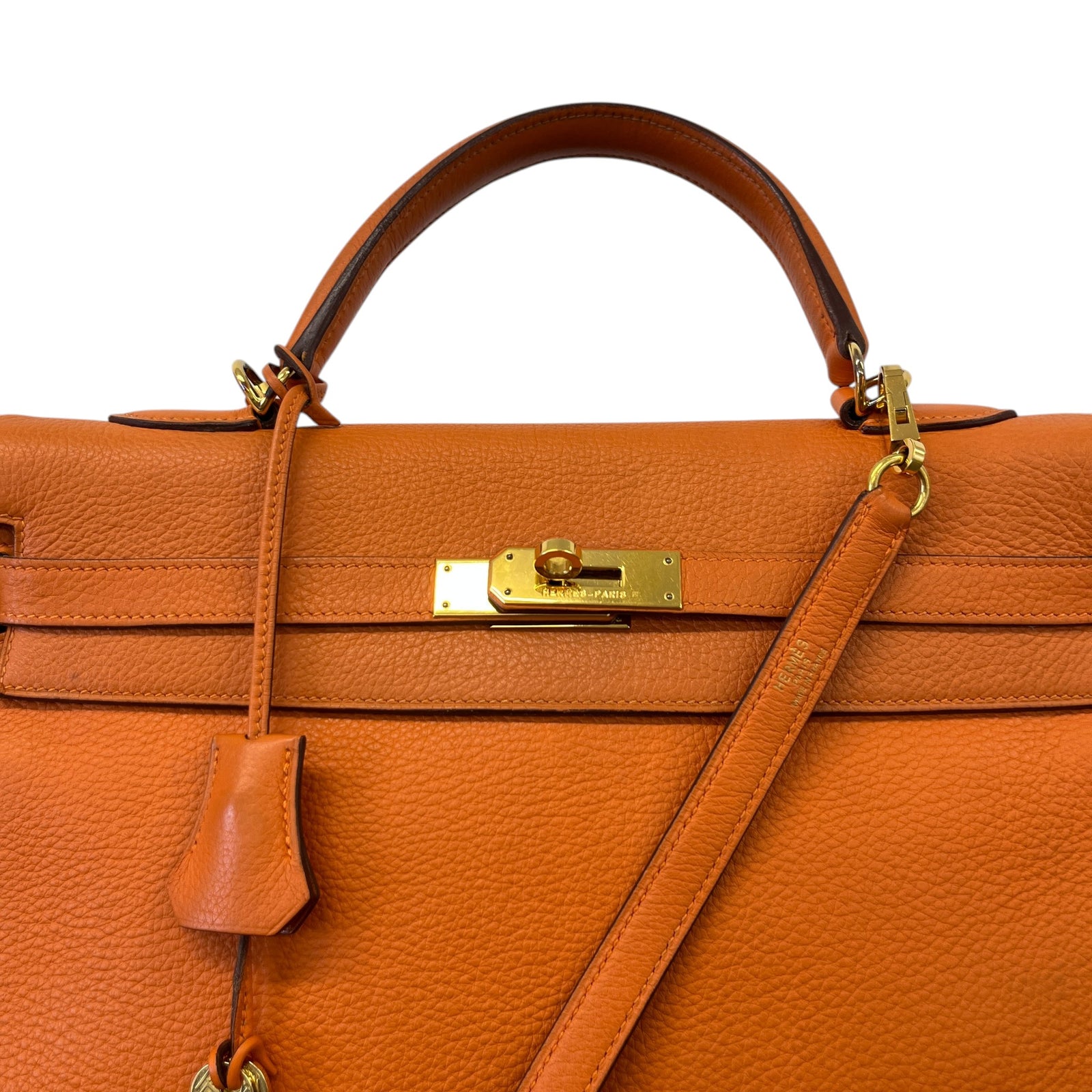 Women's Kelly 35 Retourne Clemence Bag Orange - Photo 11