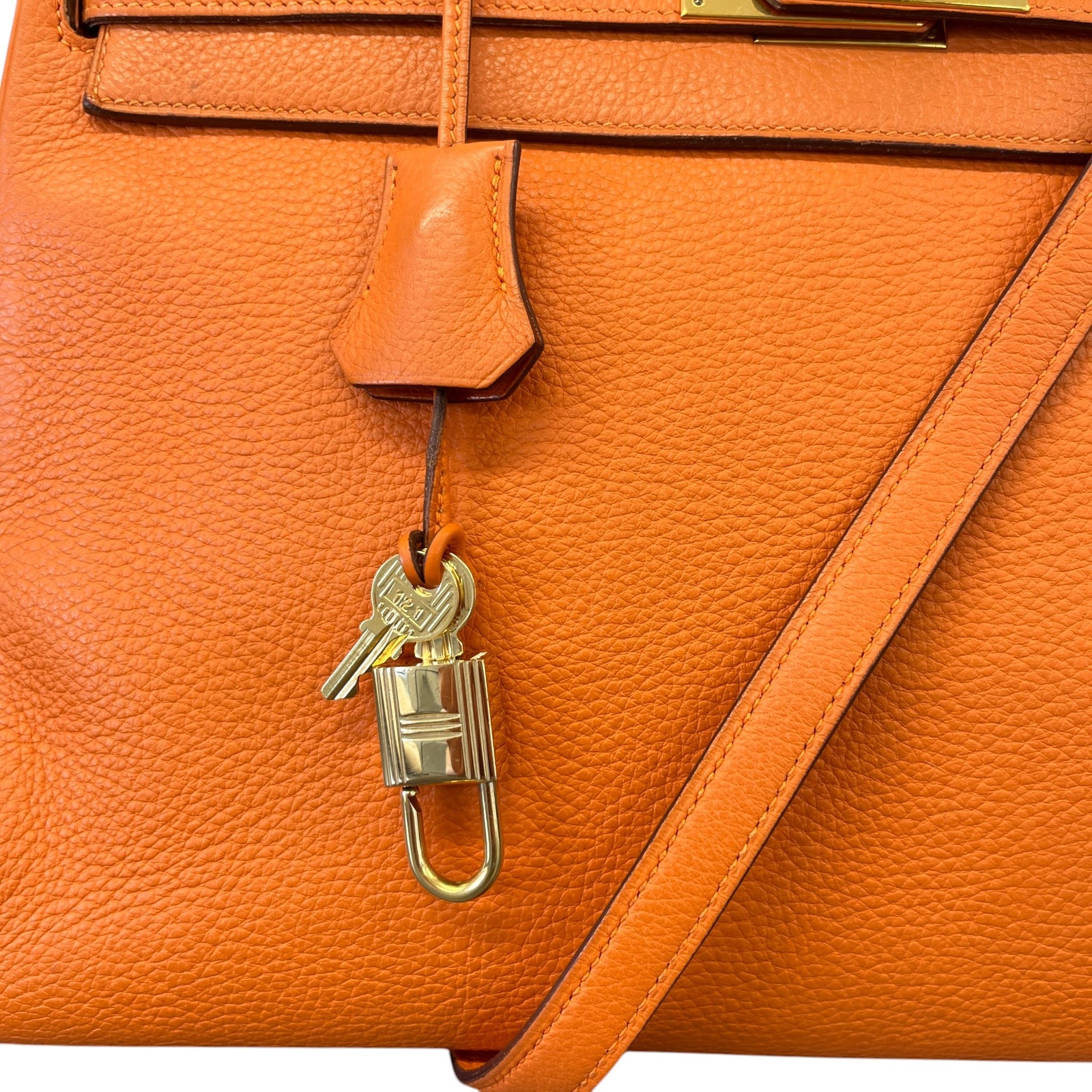 Women's Kelly 35 Retourne Clemence Bag Orange - Photo 12
