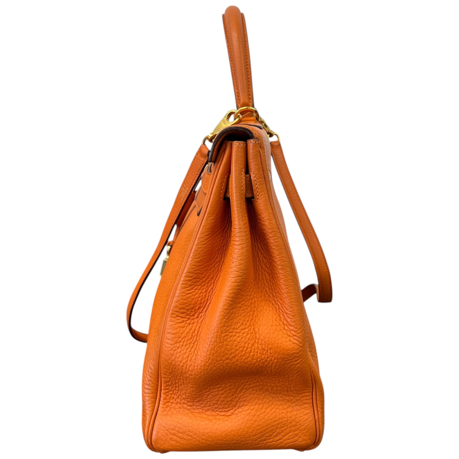 Women's Kelly 35 Retourne Clemence Bag Orange - Photo 6