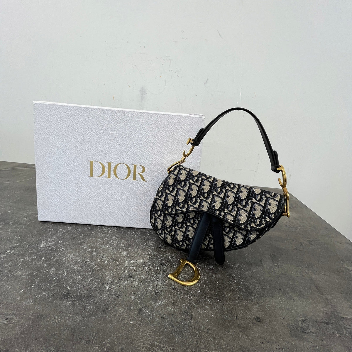 Women's Oblique Saddle Mini Handbag Navy - Photo 12