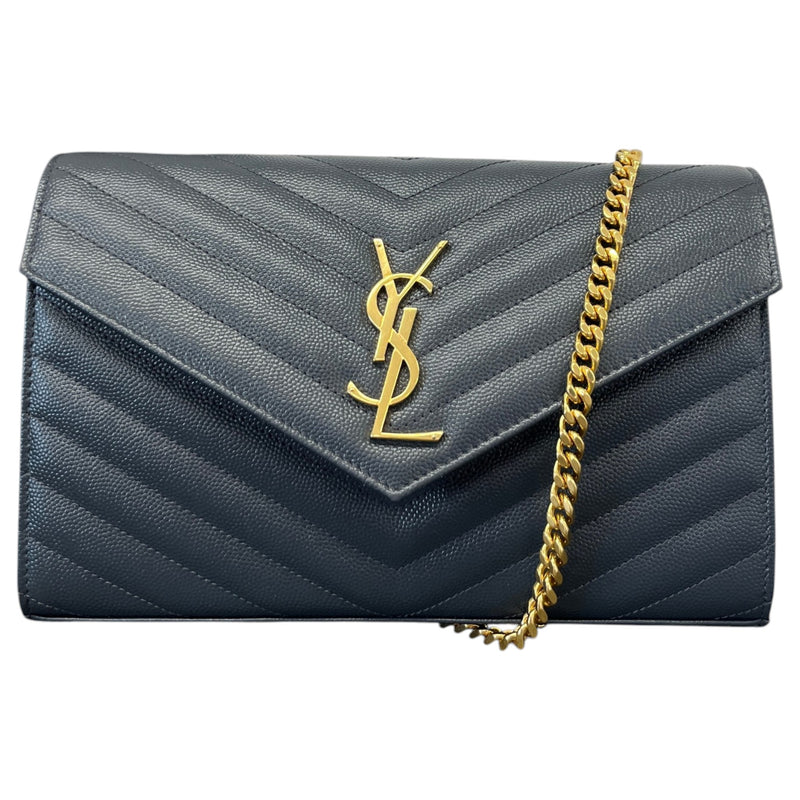 Women's Cassandre Envelope Chain Wallet Crossbody Bag Charcoal