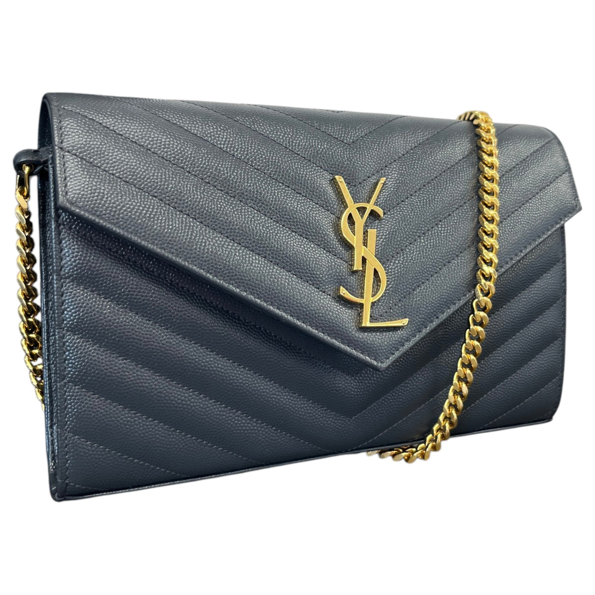 Women's Cassandre Envelope Chain Wallet Crossbody Bag Charcoal - Photo 4