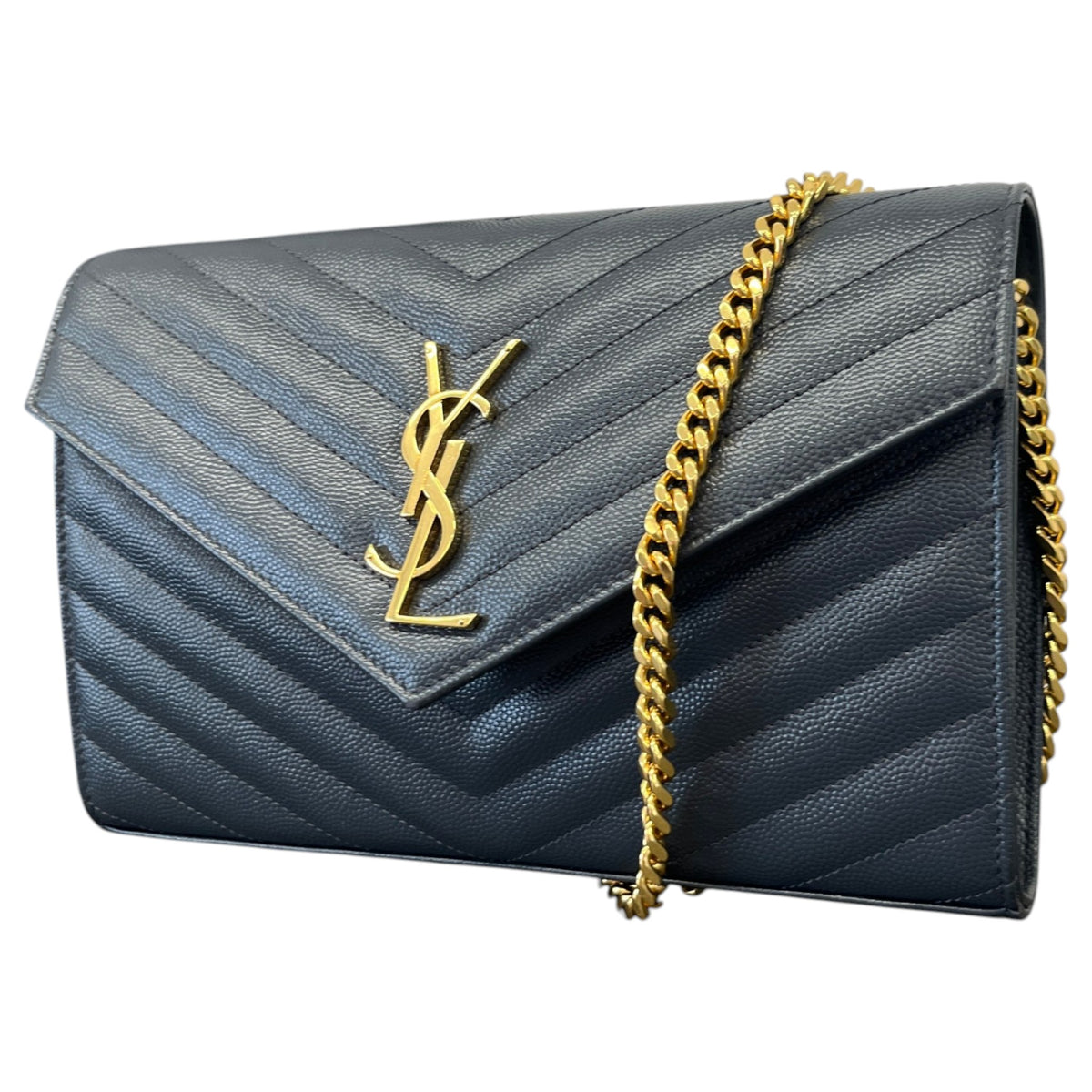 Women's Cassandre Envelope Chain Wallet Crossbody Bag Charcoal - Photo 5